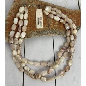 Peyote Bird Chucky 3 Strand Agate Sterling Necklace‎ J219